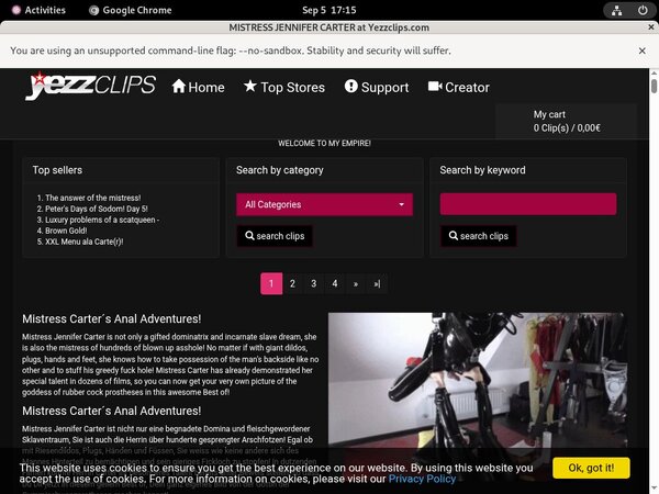 Mistress Jennifer Carter Payment Methods